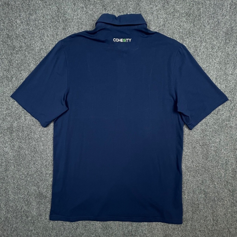 Criquet Polo Shirt Mens L Navy Blue Pima Cotton Stretch Players Shirt Cohesity - Picture 2 of 10